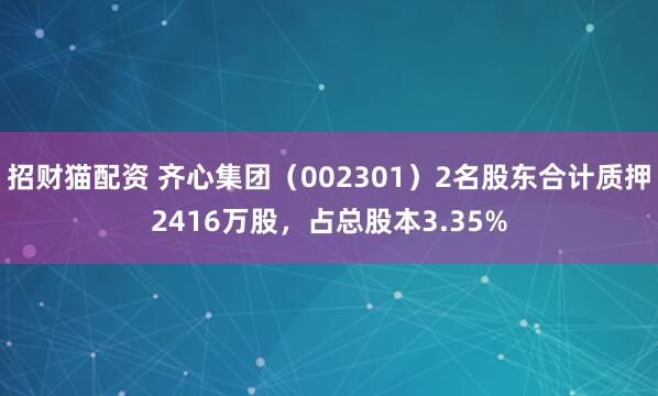招财猫配资 齐心集团（002301）2名股东合计质押2416万股，占总股本3.35%